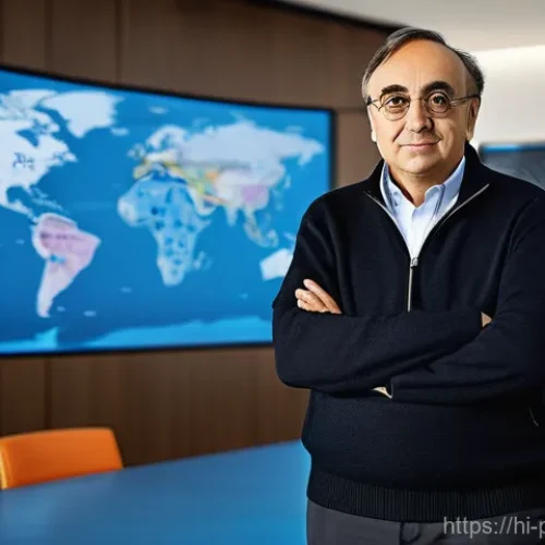 세르지오 마르키오니 기업 인수합병 - **Visionary Industry Architect:** A dynamic and authoritative image of Sergio Marchionne, wearing hi...